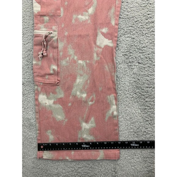 Unbranded (L) Large Drawstring Pull-cord Pull Red Gray Denim Cargo Jean Pants - Picture 12 of 13